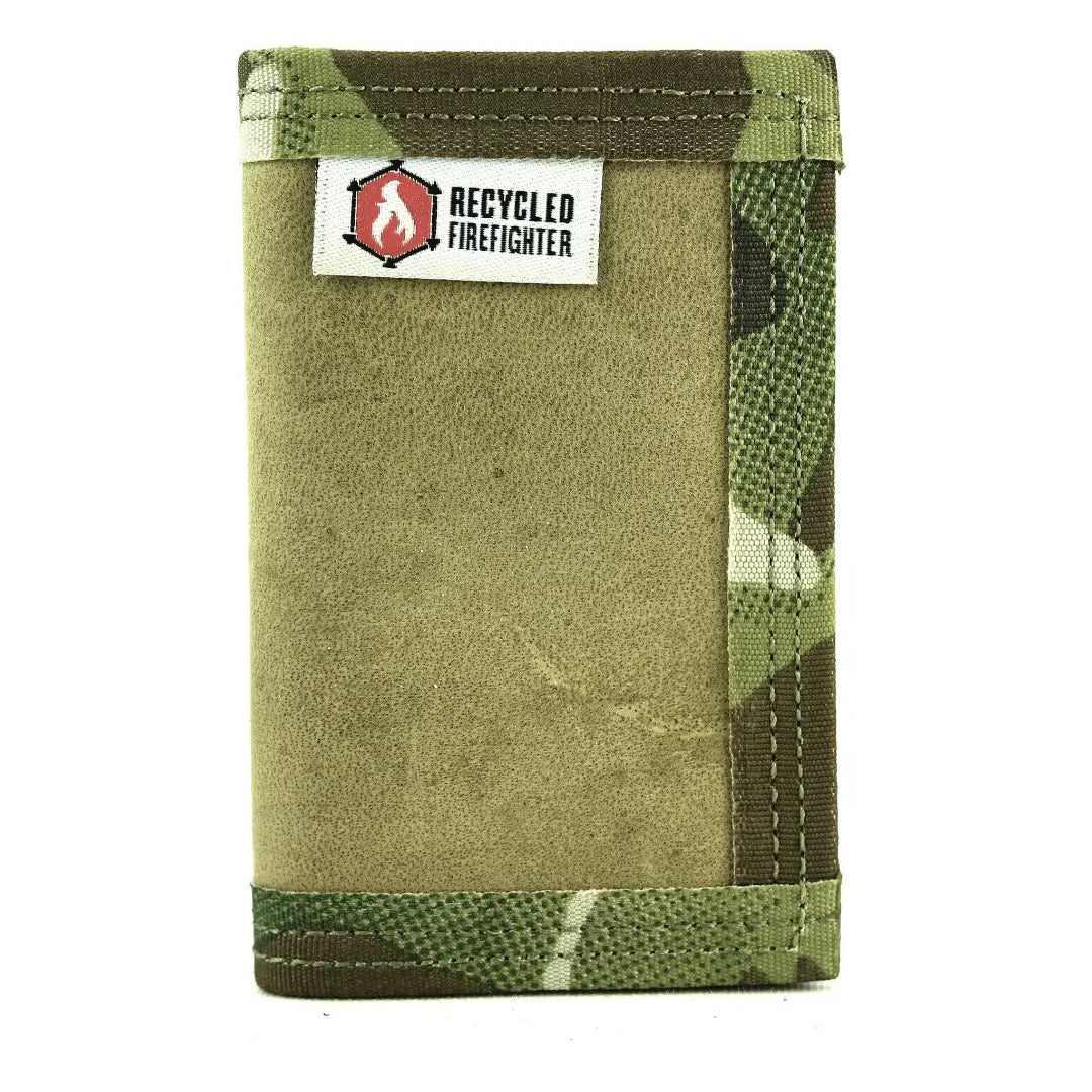 Recycled Firefighter's Rookie Wallet Combat Boot Leather in Coyote and Multicam. Built tough for demanding professional and tactical applications.