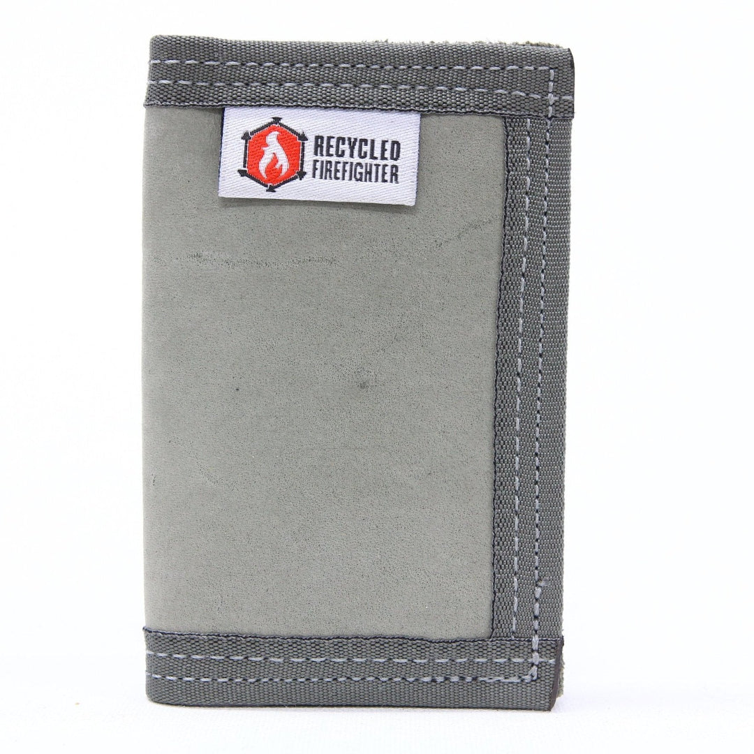 Rookie Wallet Combat Boot Leather from Recycled Firefighter featuring Foliage Grey. Durable gear designed for first responders and tactical professionals.