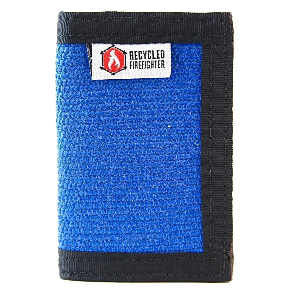 Classic blue and black Rookie Wallet by Recycled Firefighter. Timeless color pairing for professional carry.
