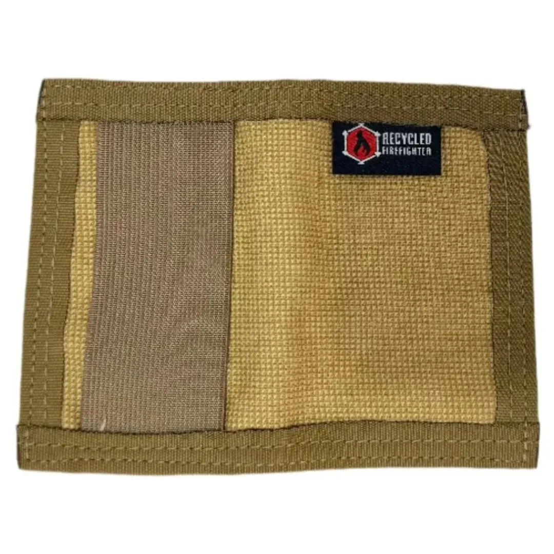 Authentic bunker gear brown Rookie Wallet from Recycled Firefighter. Genuine firefighter equipment construction.
