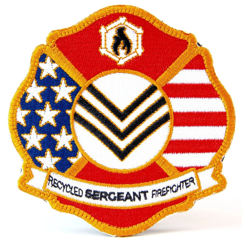 Recycled Firefighter Sergeant Patch in Red and Black. Professional tactical design built for durability and daily use by first responders.