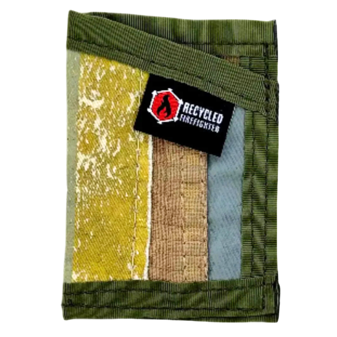 Sergeant Wallet - Bunker Gear Edition Recycledfirefighter Safety Stripe - Oliv Drab