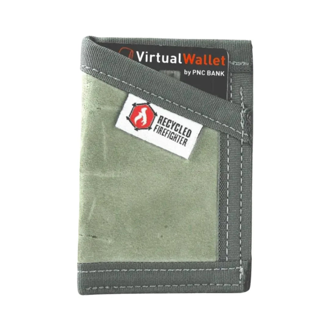 Foliage grey combat leather Sergeant Wallet by Recycled Firefighter. Subtle military coloring provides professional appearance.