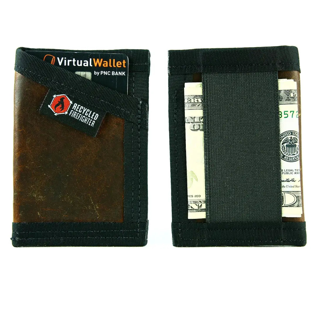 Sergeant Wallet by Recycled Firefighter. Genuine military boot leather develops unique patina through use.