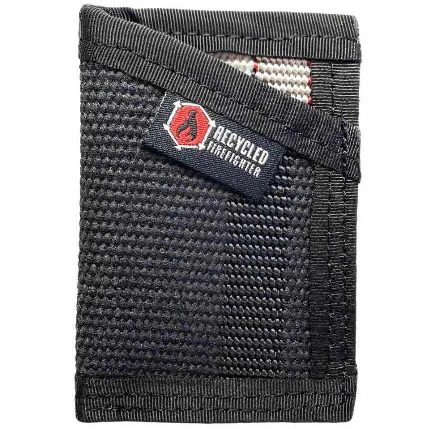 All-black Sergeant Wallet by Recycled Firefighter in stealth configuration. Fire hose construction maintains low profile in any environment.