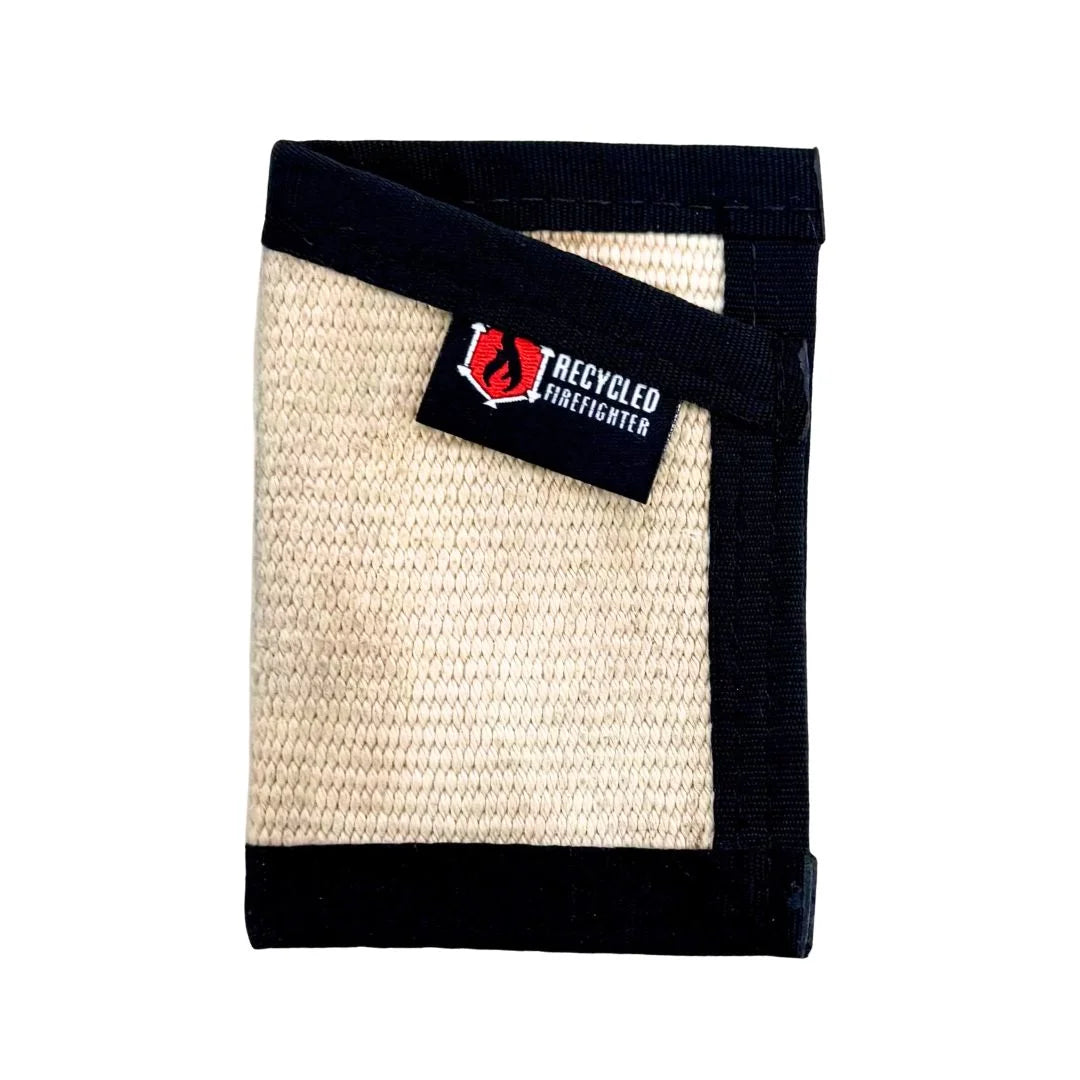 Olive drab exterior with black lining Sergeant Wallet. Recycled Firefighter's fire hose design prioritizes tactical earth-tone appearance.