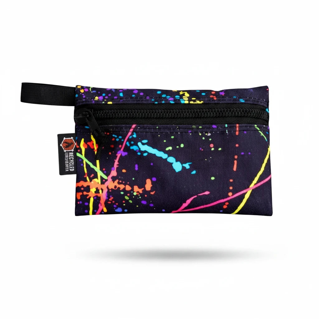 Black Cordura Truckie Large pouch with multicolor splatter pattern and heavy-duty zipper