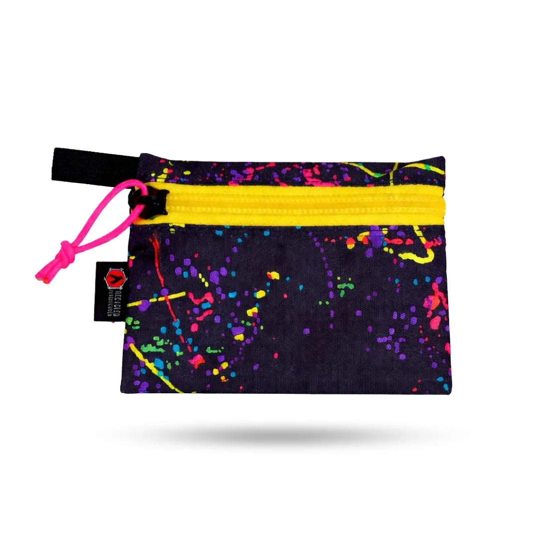 Black Cordura Truckie medium pouch with multicolor splatter pattern and heavy-duty zipper