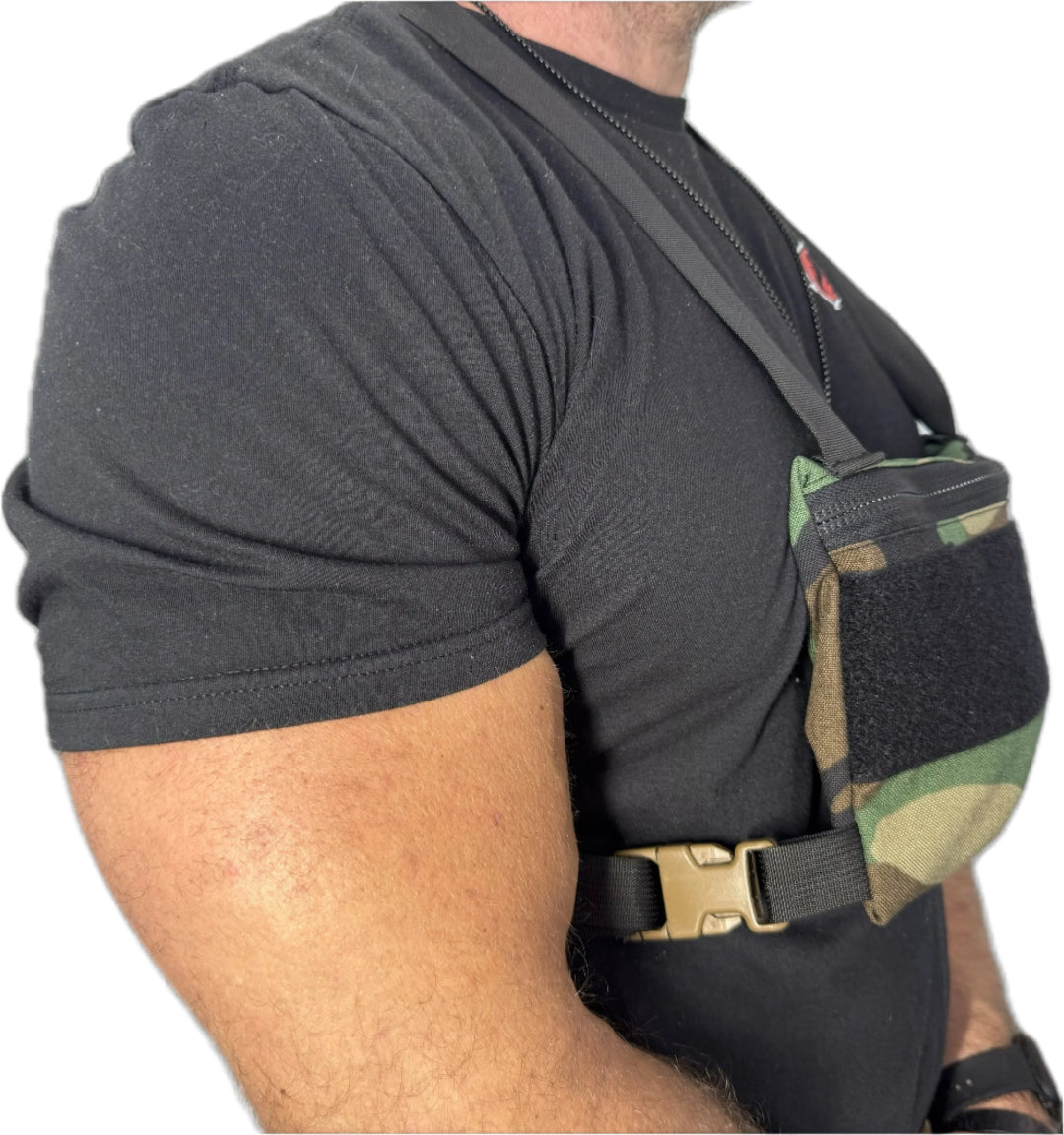 Woodland Minimalist Chest Rig Recycledfirefighter left side