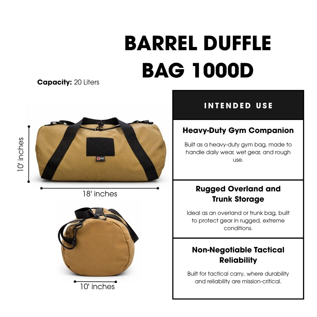 Barrel Duffle Bag 1000D - 20L USA-Made Cordura Duffle