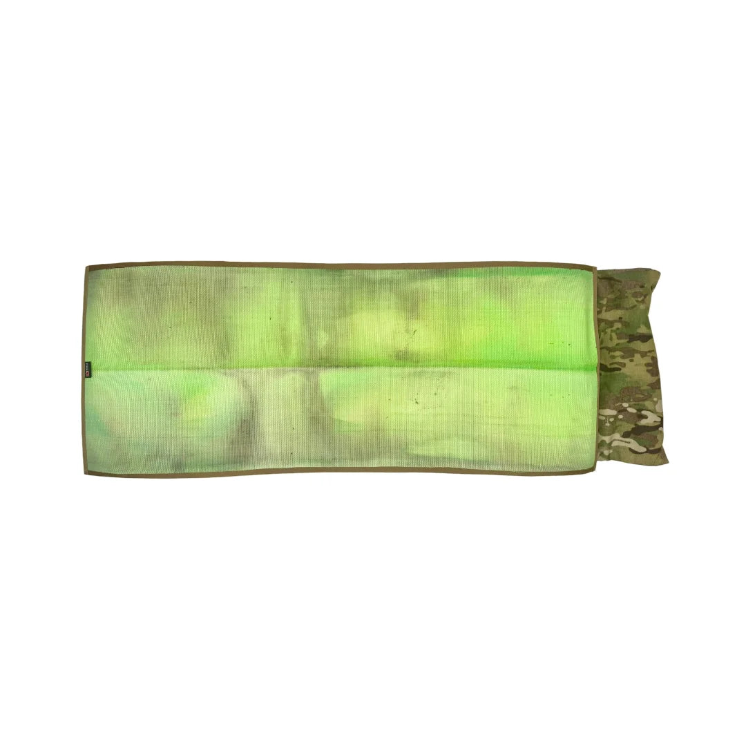 Back view of the Long Rifle Mat Firehose Edition in Vintage Green & Multicam by Recycled Firefighter. Features 1000D Cordura lining