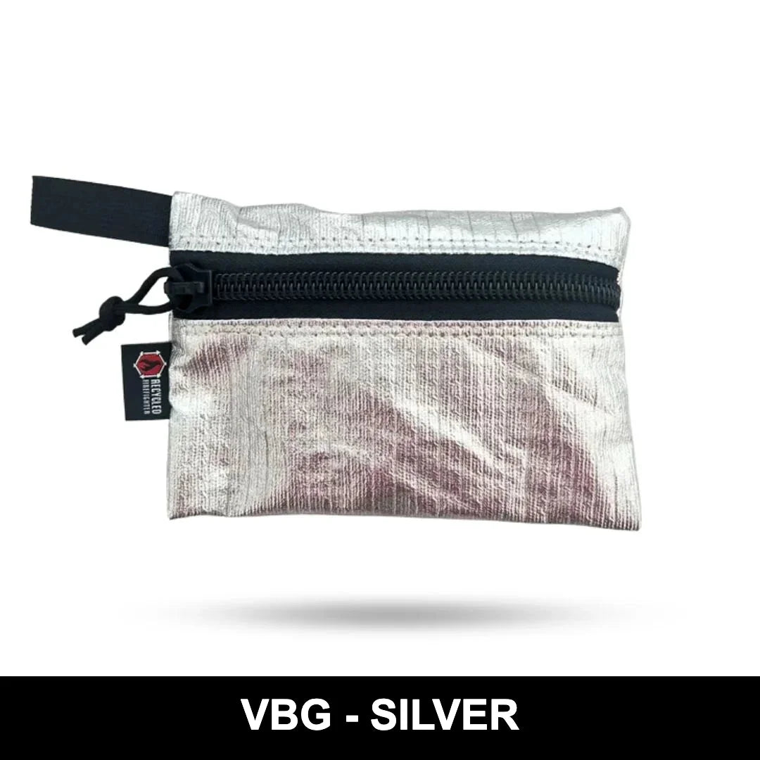 Vintage Bunker Gear Silver Truckie Medium by Recycled Firefighter pouch made from repurposed firefighter material with rugged character and organized storage.