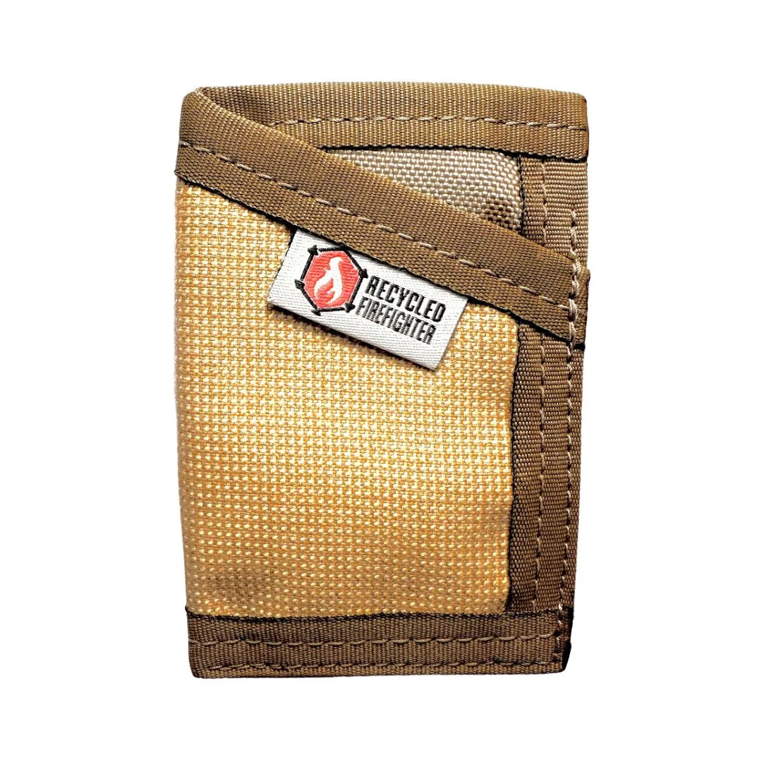 Brown and coyote Sergeant Wallet by Recycled Firefighter. Earth-tone bunker gear creates professional tactical appearance.
