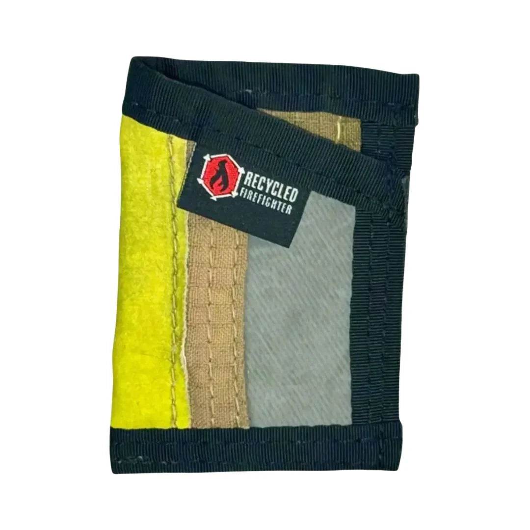 Safety stripe black Sergeant Wallet from Recycled Firefighter. Bunker gear construction provides durability while celebrating firefighter service.