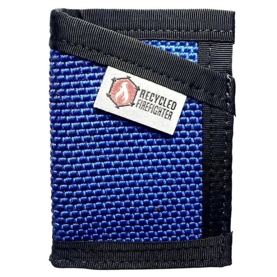 Classic blue and black Sergeant Wallet by Recycled Firefighter. Fire hose material creates timeless professional wallet design.