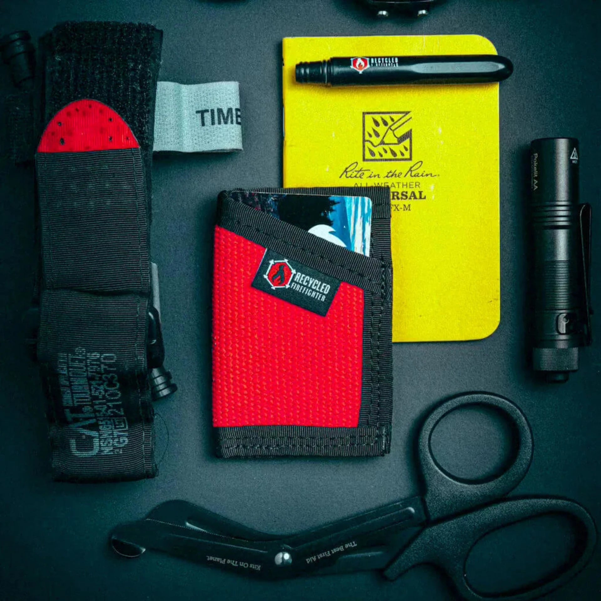 The Sergeant Wallet Firehose Edition from Recycled Firefighter in a rugged, minimalist design.