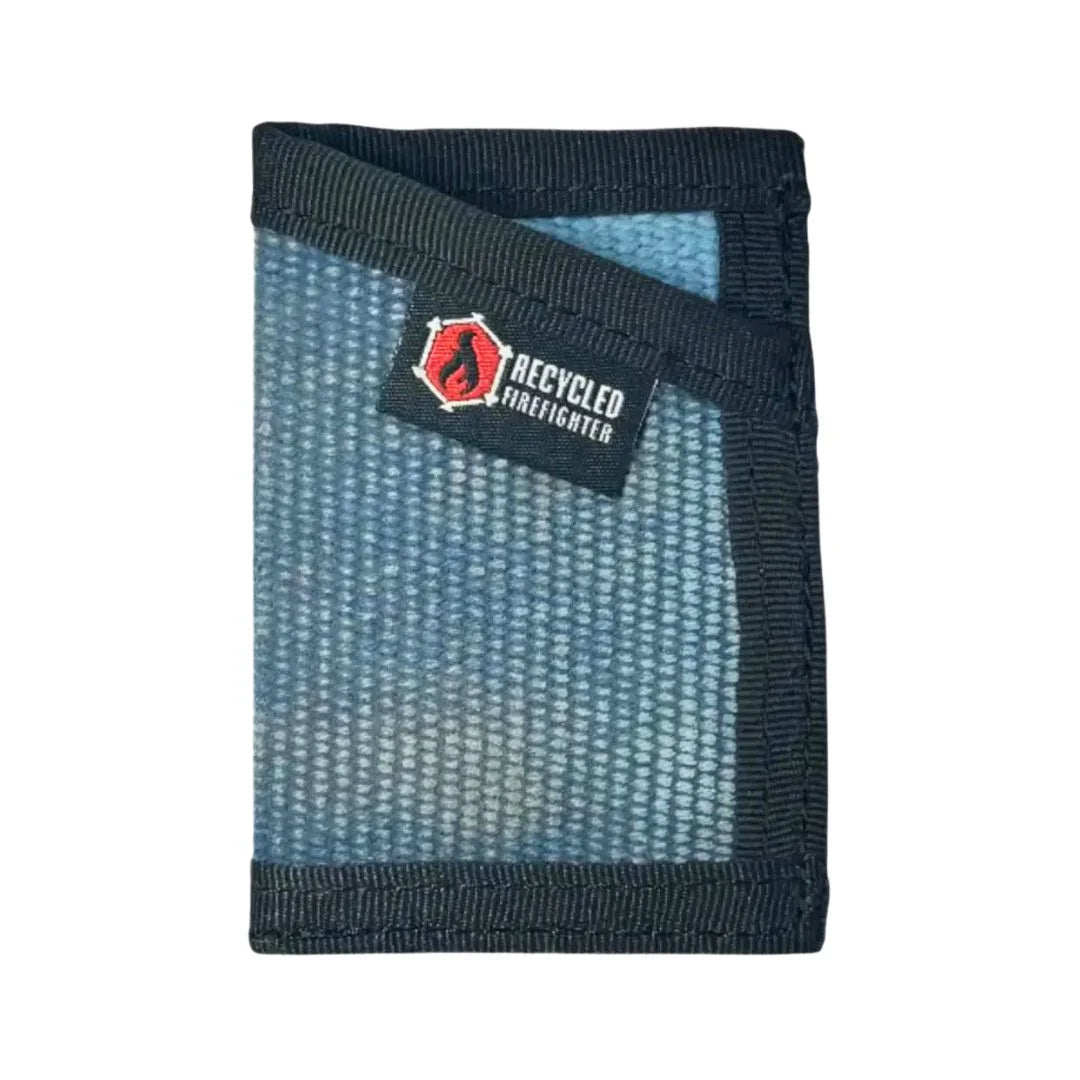 Aged vintage blue and black Sergeant Wallet from Recycled Firefighter. Distinctive coloring develops character through daily use.