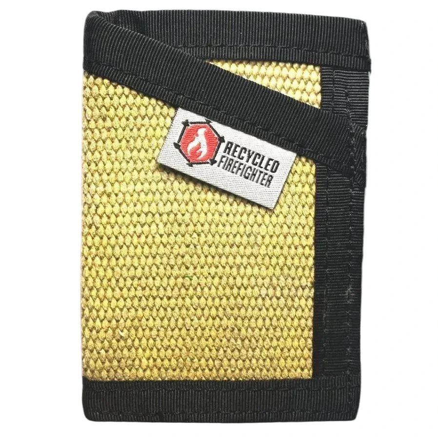Classic vintage yellow and black Sergeant Wallet from Recycled Firefighter. Timeless fire service color combination honors firefighter heritage.