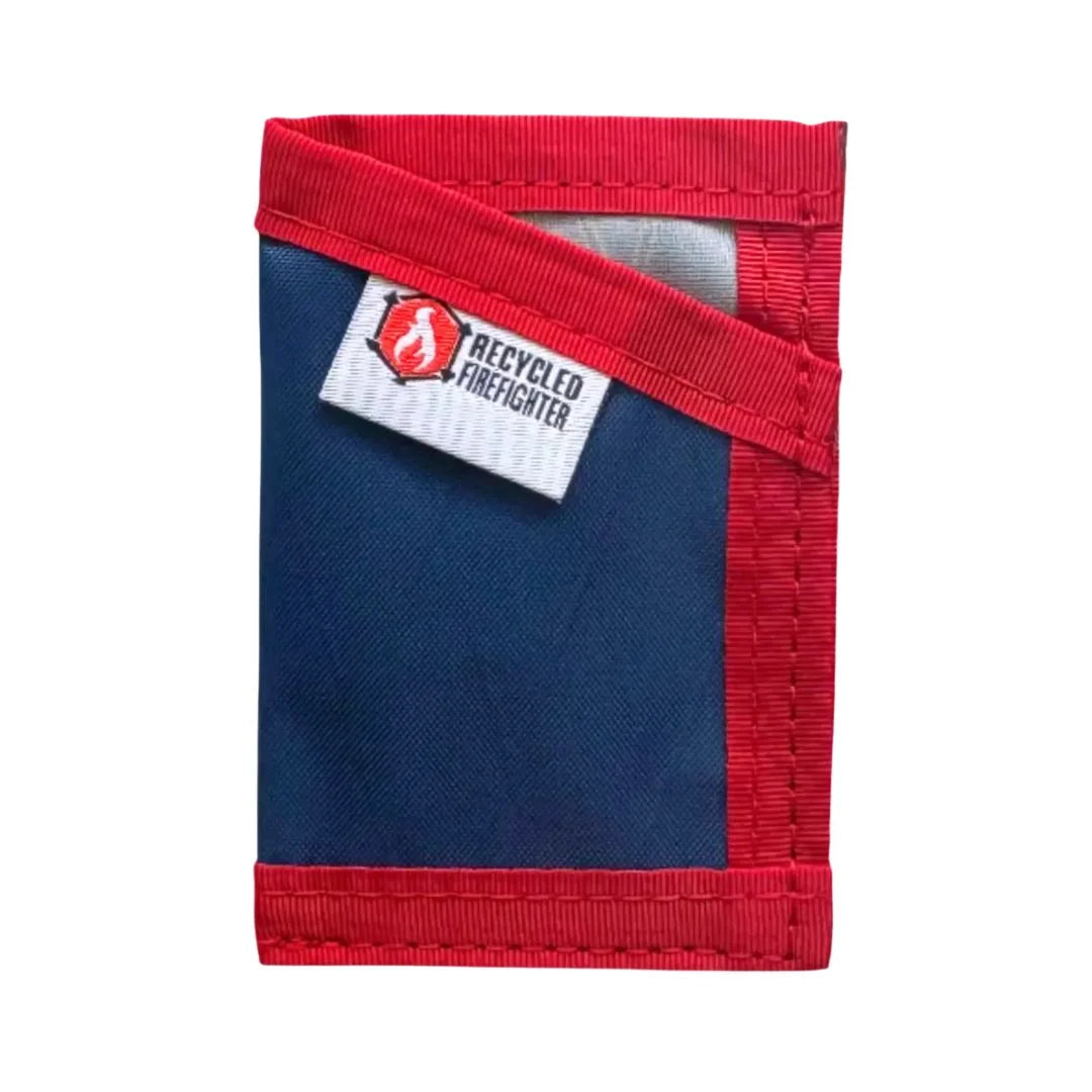 Superman-themed X-Pac Sergeant Wallet from Recycled Firefighter. Bold heroic design celebrates first responder service.