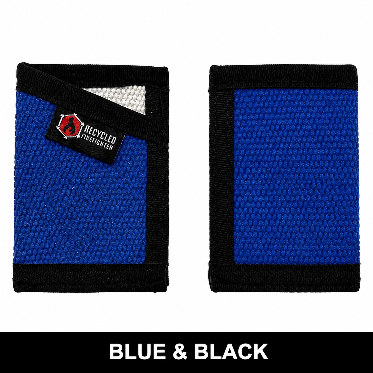 Sergeant Slim Wallet in Blue fire hose with Black binding, no cash strap