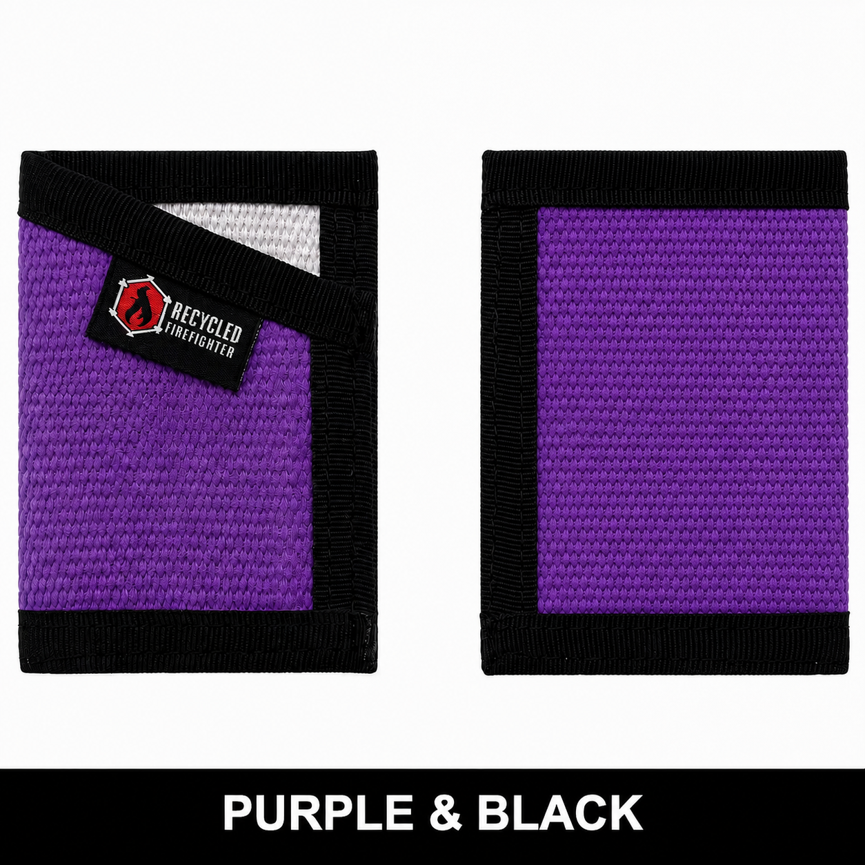Sergeant Slim Wallet in Purple fire hose with Black binding, no cash strap