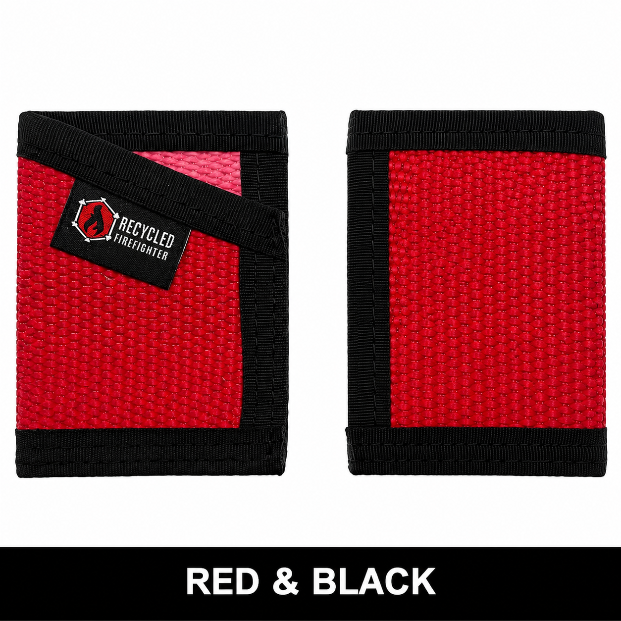 Sergeant Slim Wallet in Red fire hose with Black binding, no cash strap