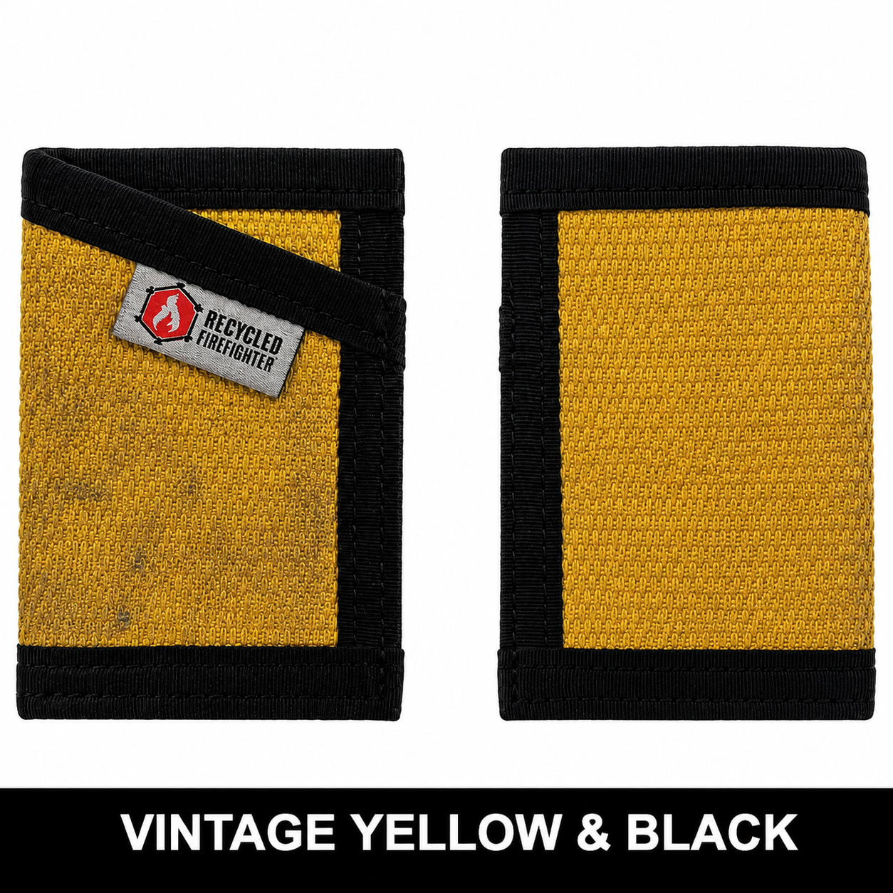 Sergeant Slim Wallet in Vintage Yellow fire hose with Black binding, no cash strap