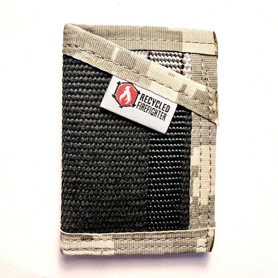 the sergeant wallet black and universal camo with white background recycled firefighter