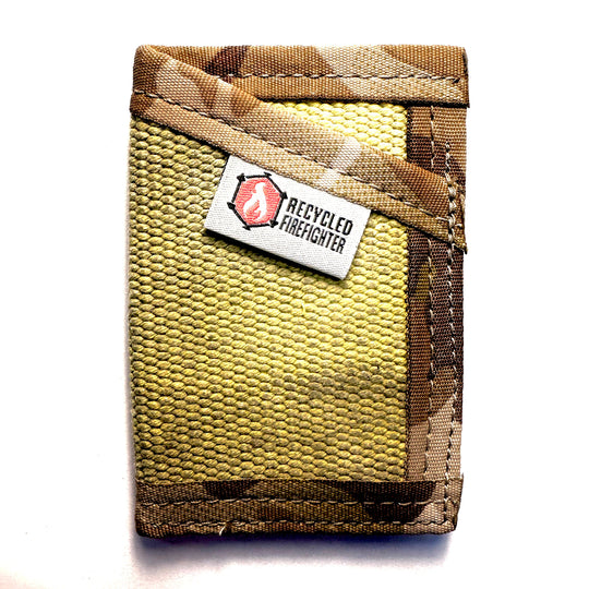 the sergeant wallet vintage yellow and multicam arid with white background recycled firefighter