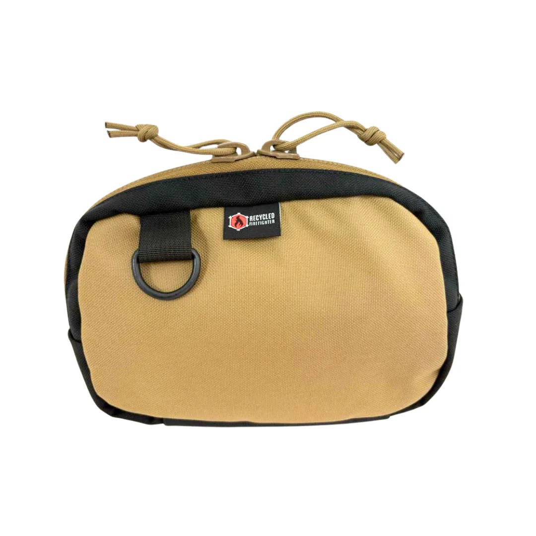 Earth-tone coyote TrailHound Fanny Pack from Recycled Firefighter. Natural coloring provides professional tactical appearance.