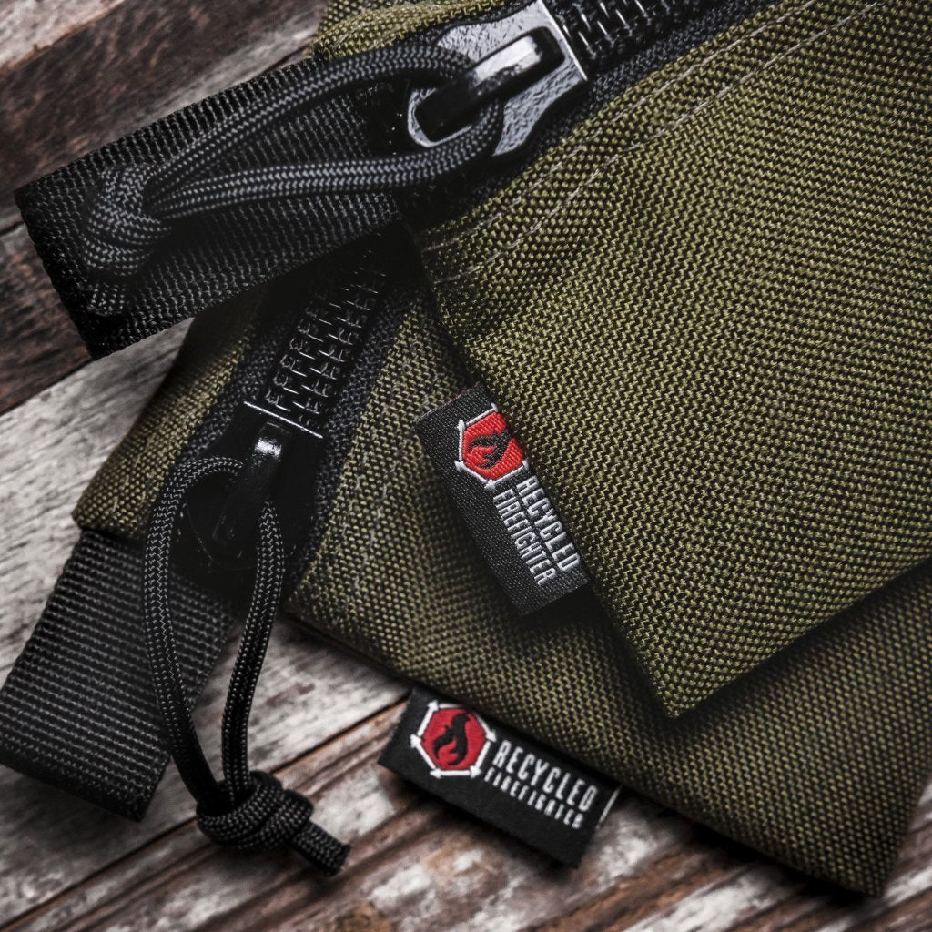 Flat Zippered Gear Pouch Medium Recycled Firefighter