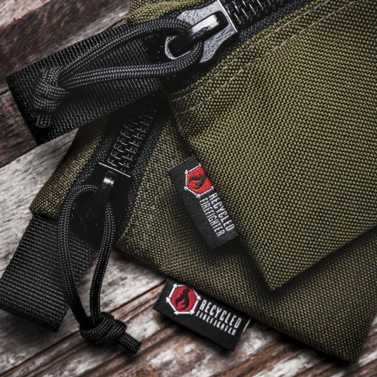 Flat Zippered Gear Pouch Medium Recycled Firefighter