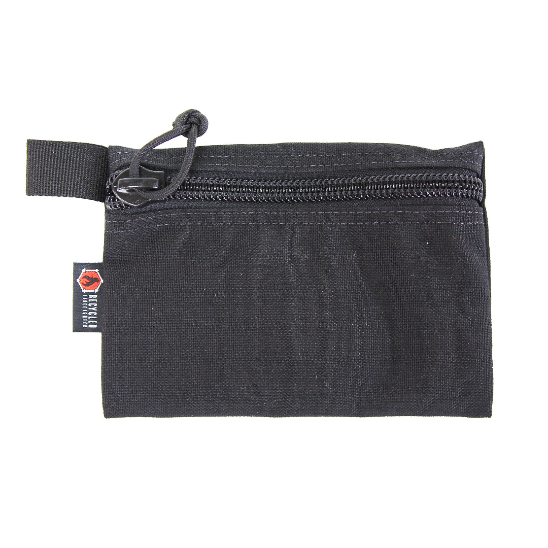 Flat Zippered Gear Pouch Medium Black Recycled Firefighter