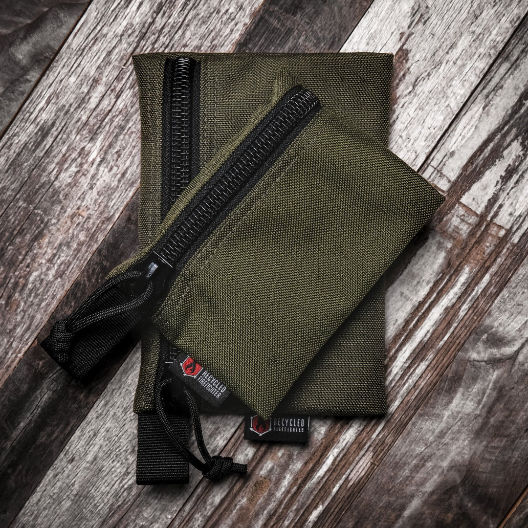 Flat Zippered Gear Pouch Medium Recycled Firefighter