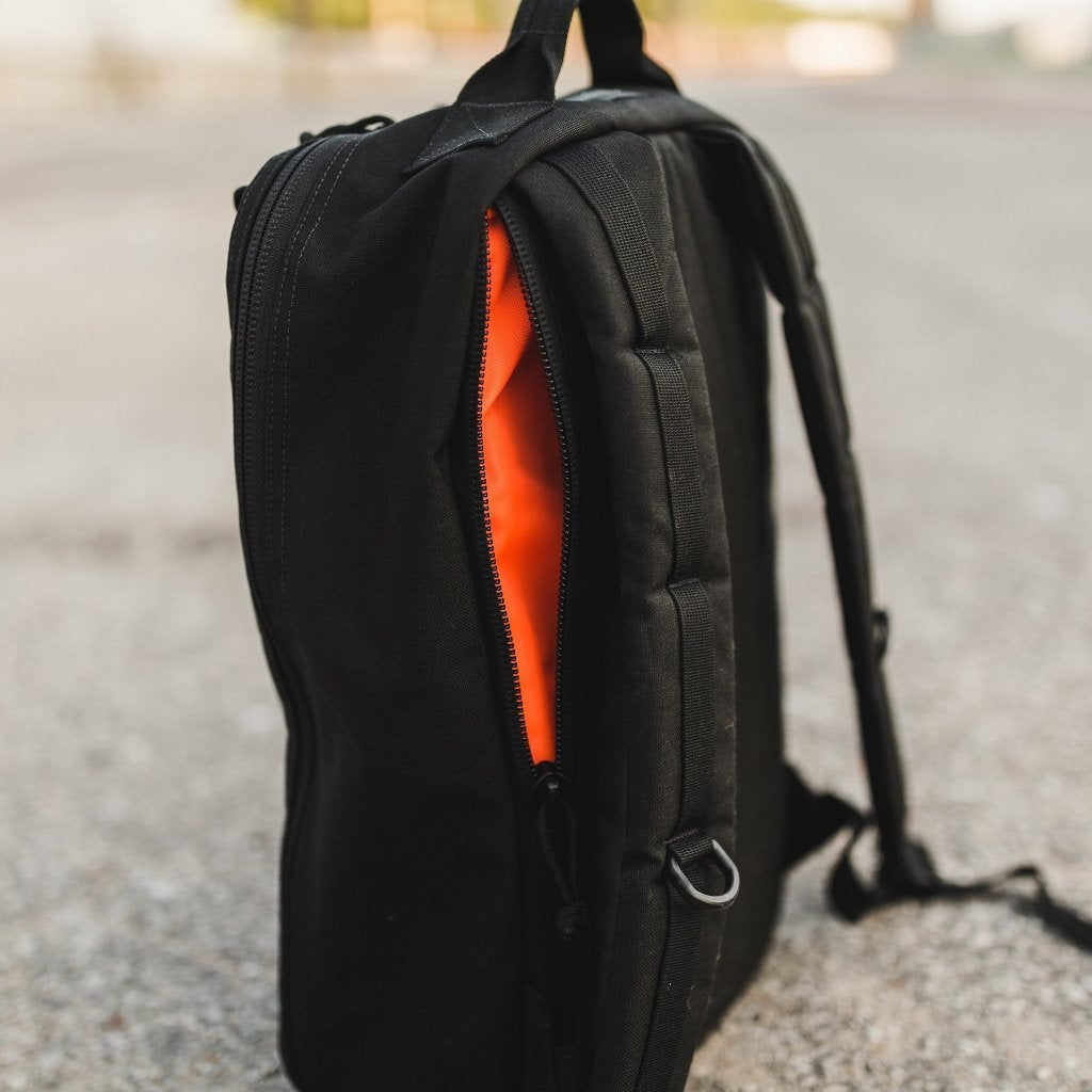 Recycled Firefighter 24 Hour Backpack Black Orange Inside